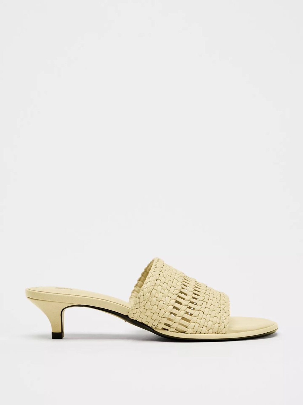 ZARA Woven Slide Sandals in butter yellow